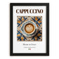 Cappuccino – Italian Coffee, Coffeehouse Still Life, in sleek black frame