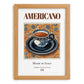 Americano – Italian Coffee, Street Café Illustration, set in oak frame