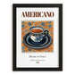 Americano – Italian Coffee, Street Café Illustration, in sleek black frame