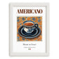 Americano – Italian Coffee, Street Café Illustration, placed in minimal white frame