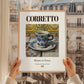 Corretto – Italian Coffee, Street Café Poster, styled in a charming Paris street view