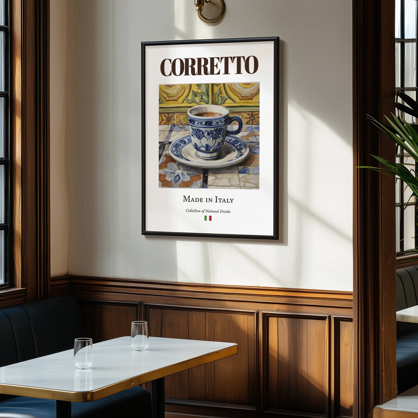 Corretto – Italian Coffee, Street Café Poster, clean layout with no caption