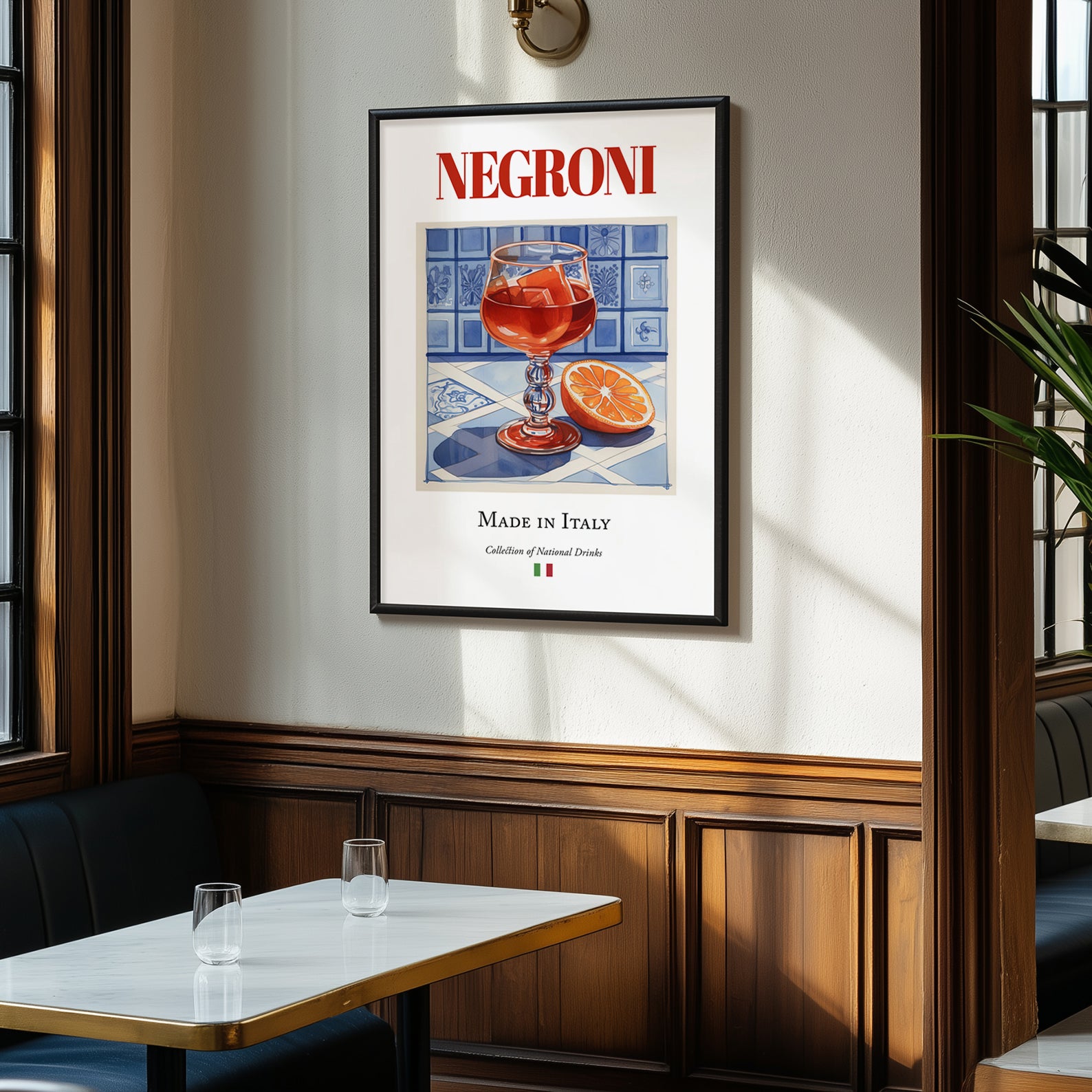 Negroni – Italian Cocktail Drink, Cocktail Lounge Poster, clean layout with no caption