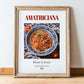 Amatriciana – Italian Pasta, Ristorante Print, in wooden frame leaning on the floor