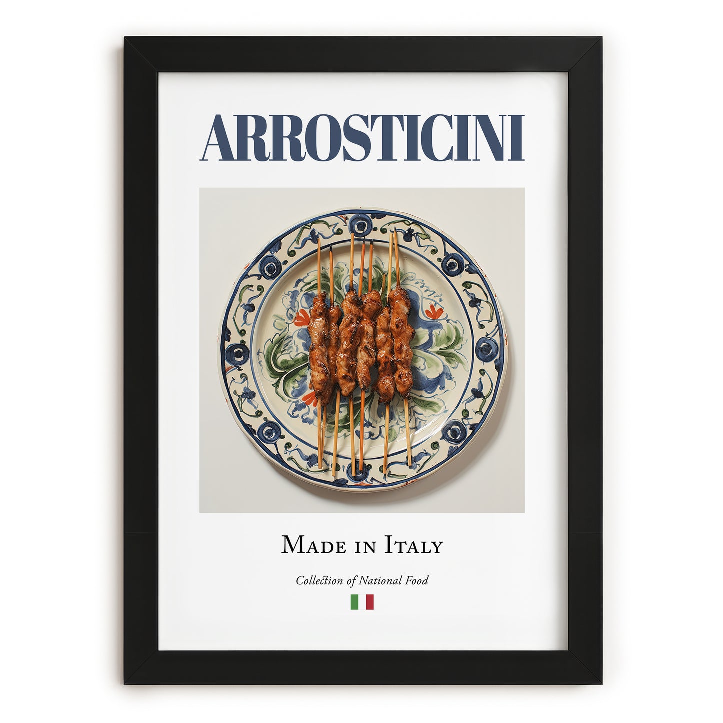 Arrosticini – Italian Meat Dish, Restaurant Poster, in sleek black frame