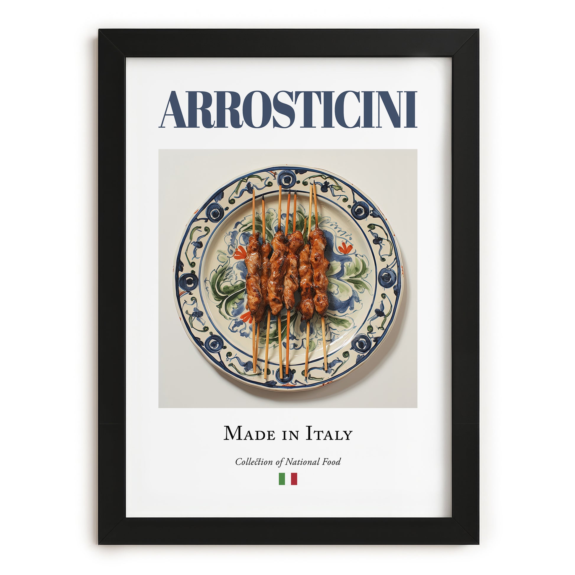 Arrosticini – Italian Meat Dish, Restaurant Poster, in sleek black frame
