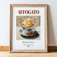 Affogato – Italian Dessert Dish, Farmhouse Kitchen Art, in wooden frame leaning on the floor