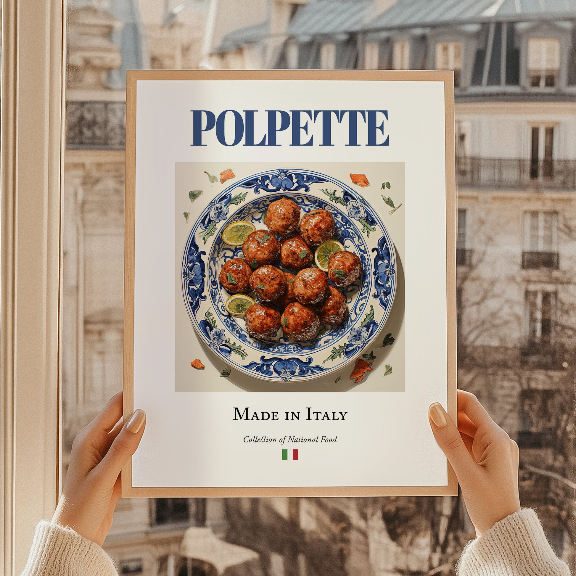 Polpette – Italian Meat Dish, Tavern Wall Decor, styled in a charming Paris street view