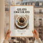 Gelato cioccolato – Italian Dessert Dish, Bistro Painting, styled in a charming Paris street view