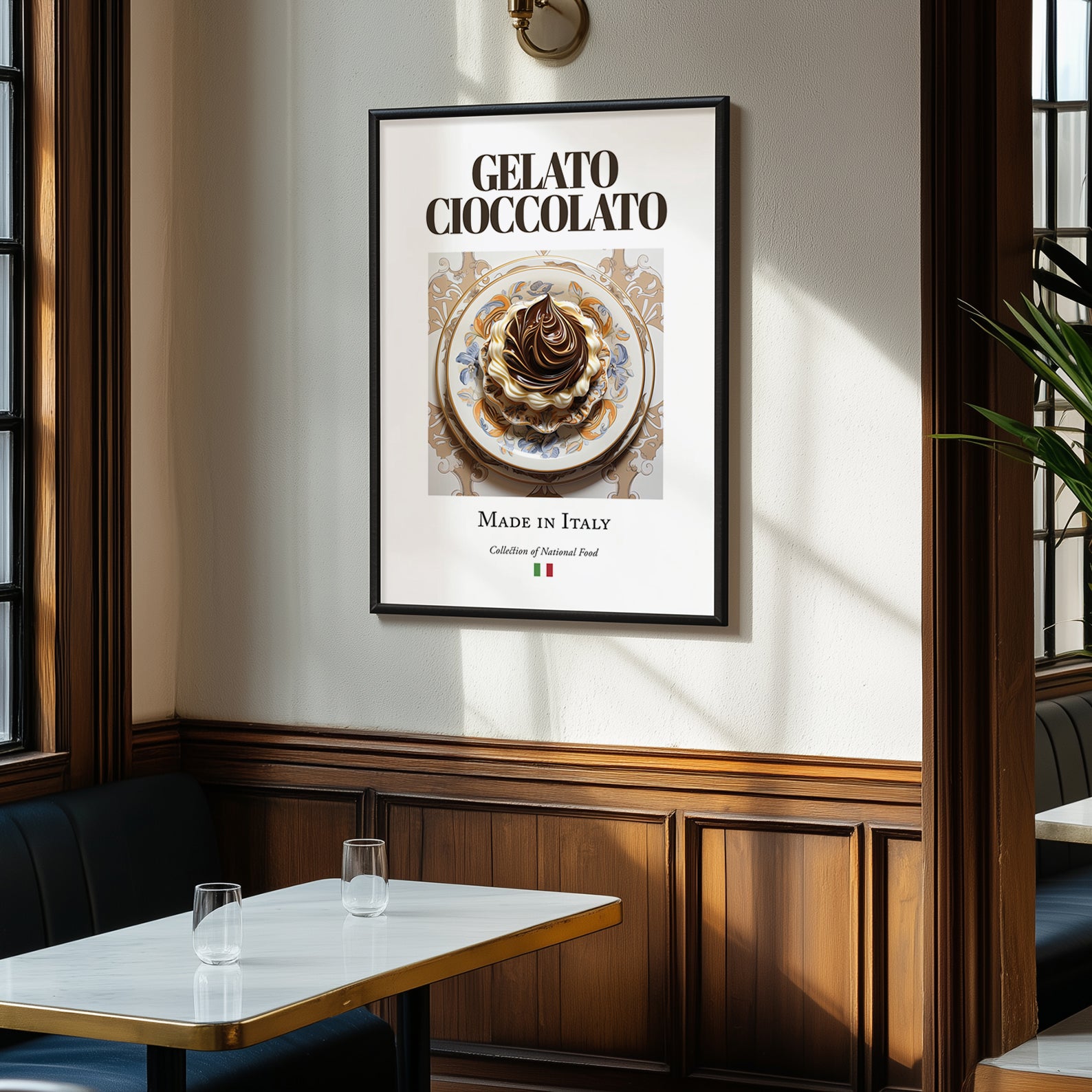 Gelato cioccolato – Italian Dessert Dish, Bistro Painting, clean layout with no caption