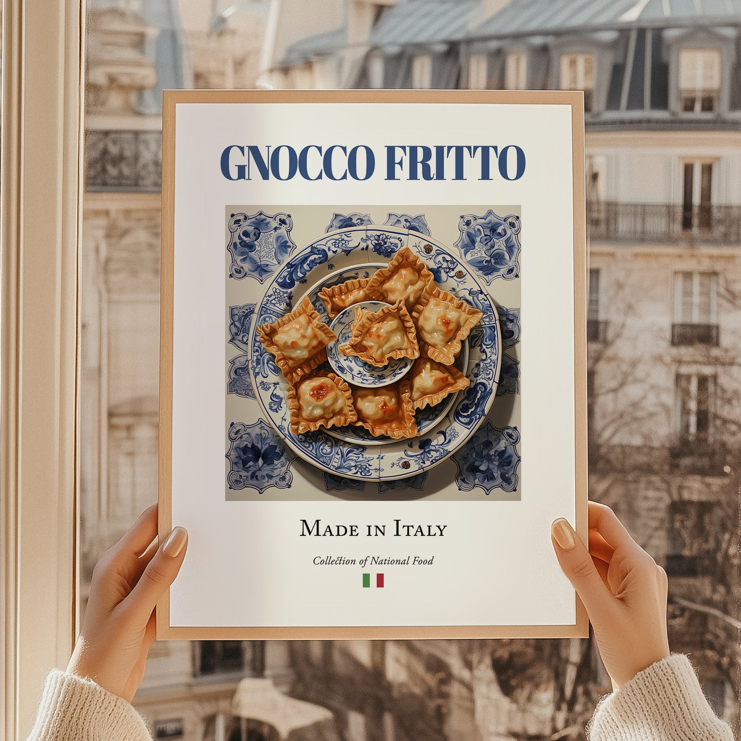 Gnocco fritto – Italian Dish, Restaurant Wall Art, styled in a charming Paris street view