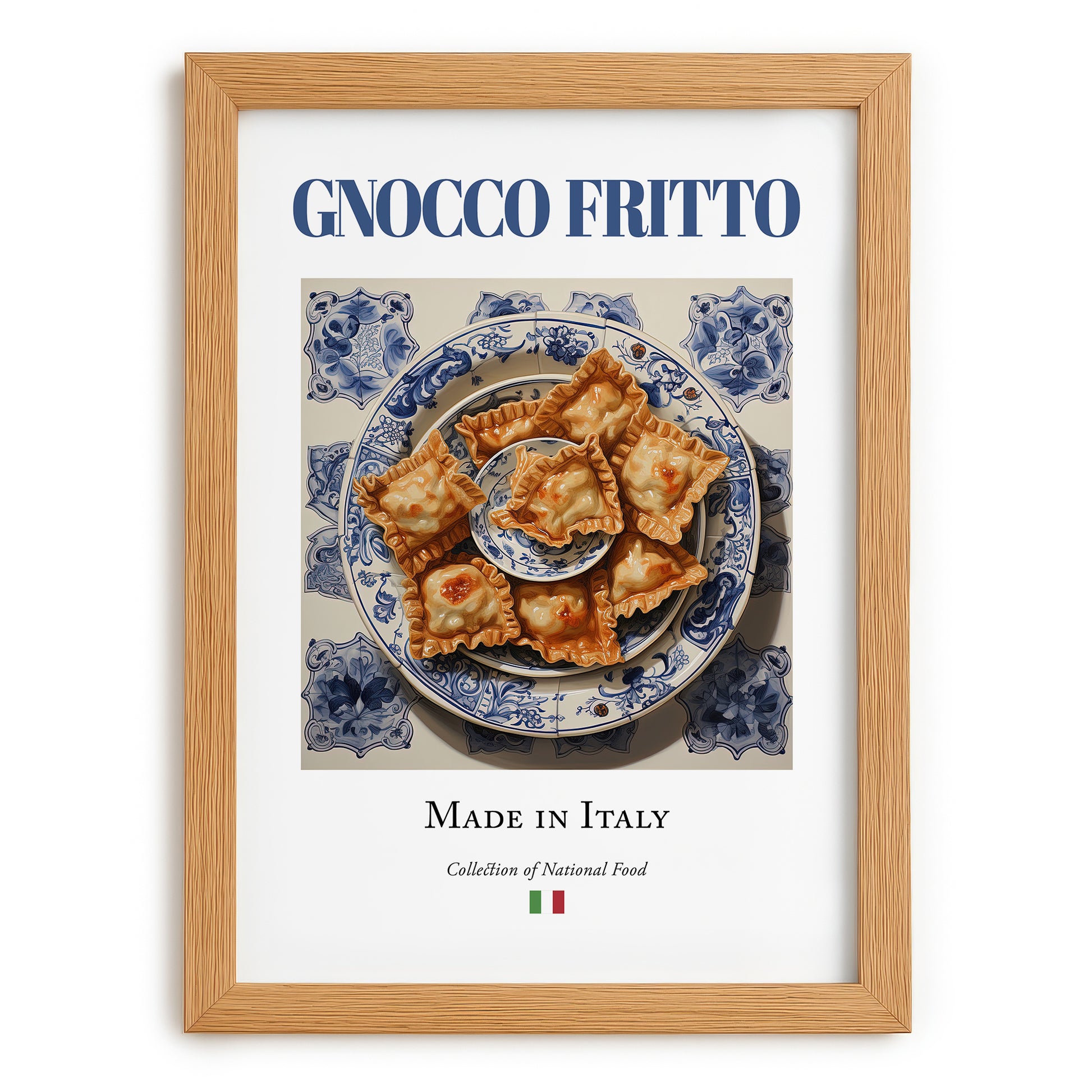 Gnocco fritto – Italian Dish, Restaurant Wall Art, set in oak frame