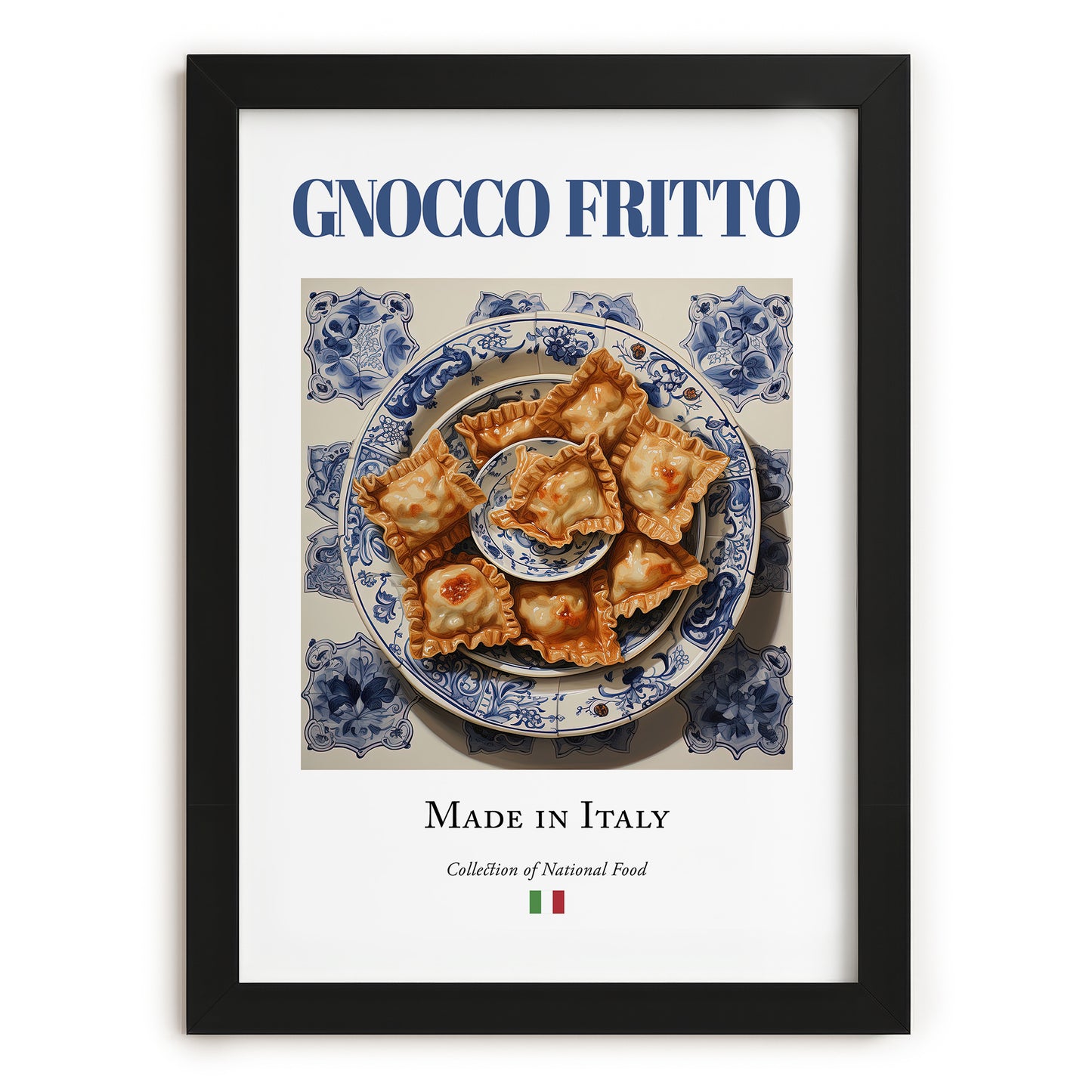 Gnocco fritto – Italian Dish, Restaurant Wall Art, in sleek black frame