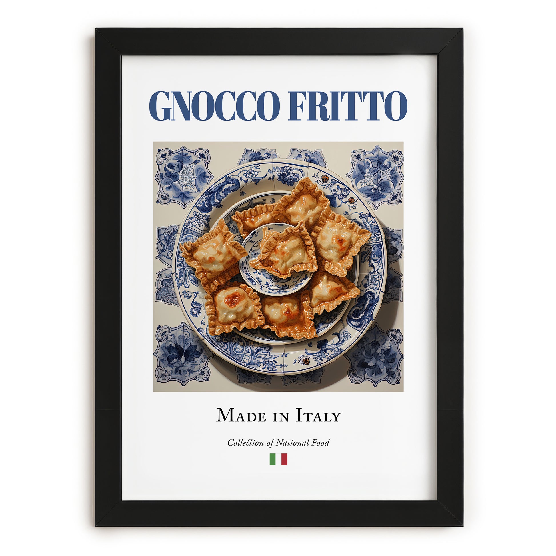 Gnocco fritto – Italian Dish, Restaurant Wall Art, in sleek black frame