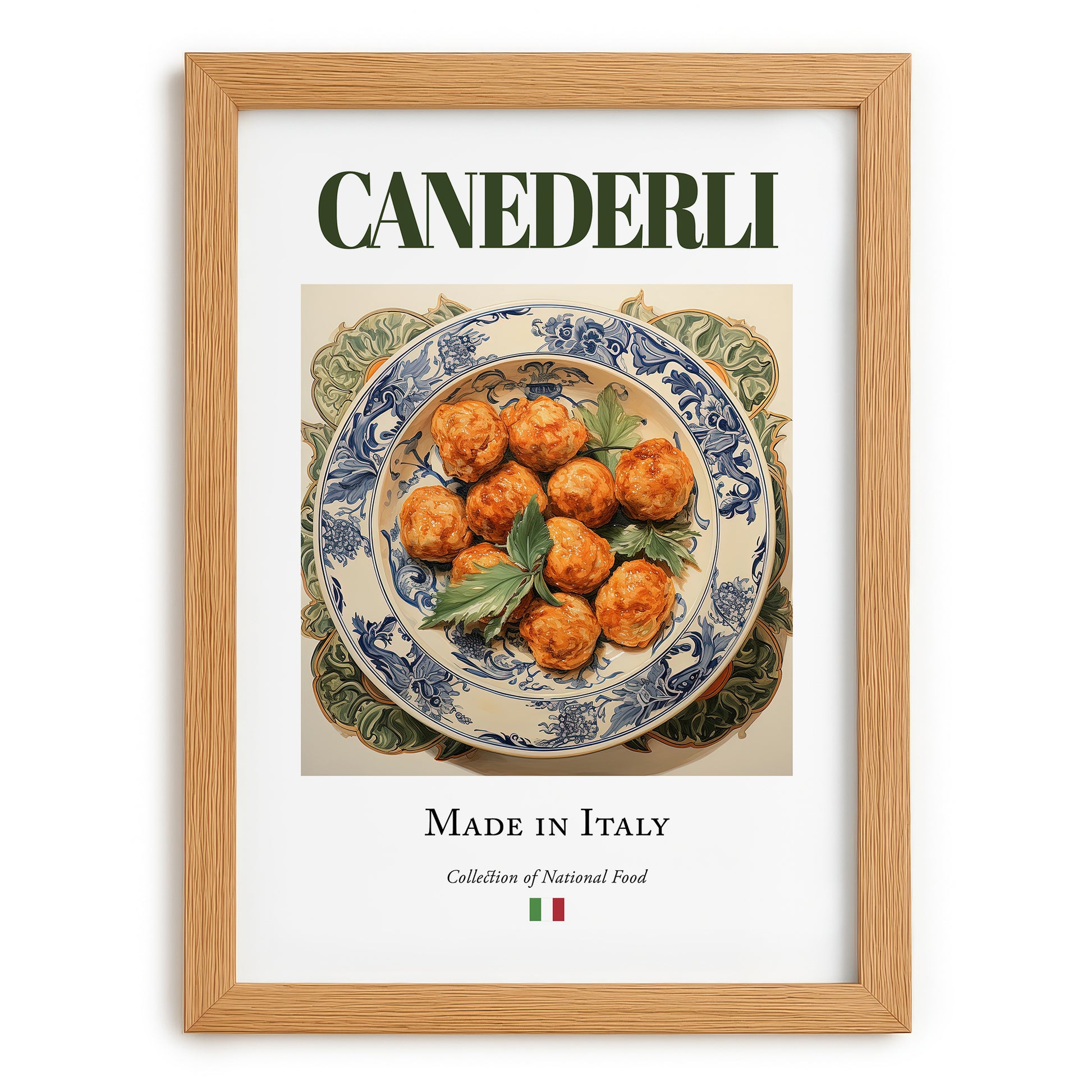 Canederli – Italian Dish, Restaurant Poster, set in oak frame