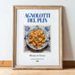 Agnolotti del plin – Italian Pasta, Osteria Illustration, in wooden frame leaning on the floor