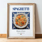 Spaghetti – Italian Pasta, Trattoria Wall Art, in wooden frame leaning on the floor