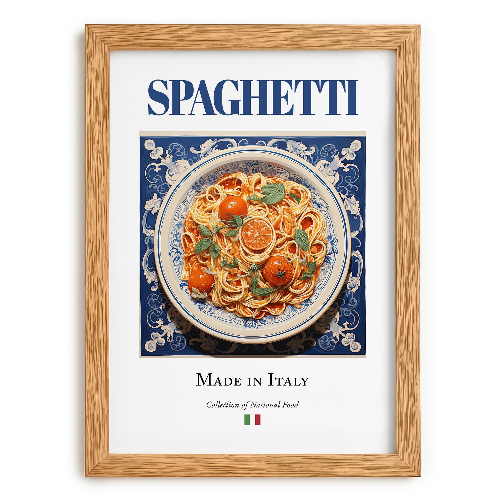 Spaghetti – Italian Pasta, Trattoria Wall Art, set in oak frame