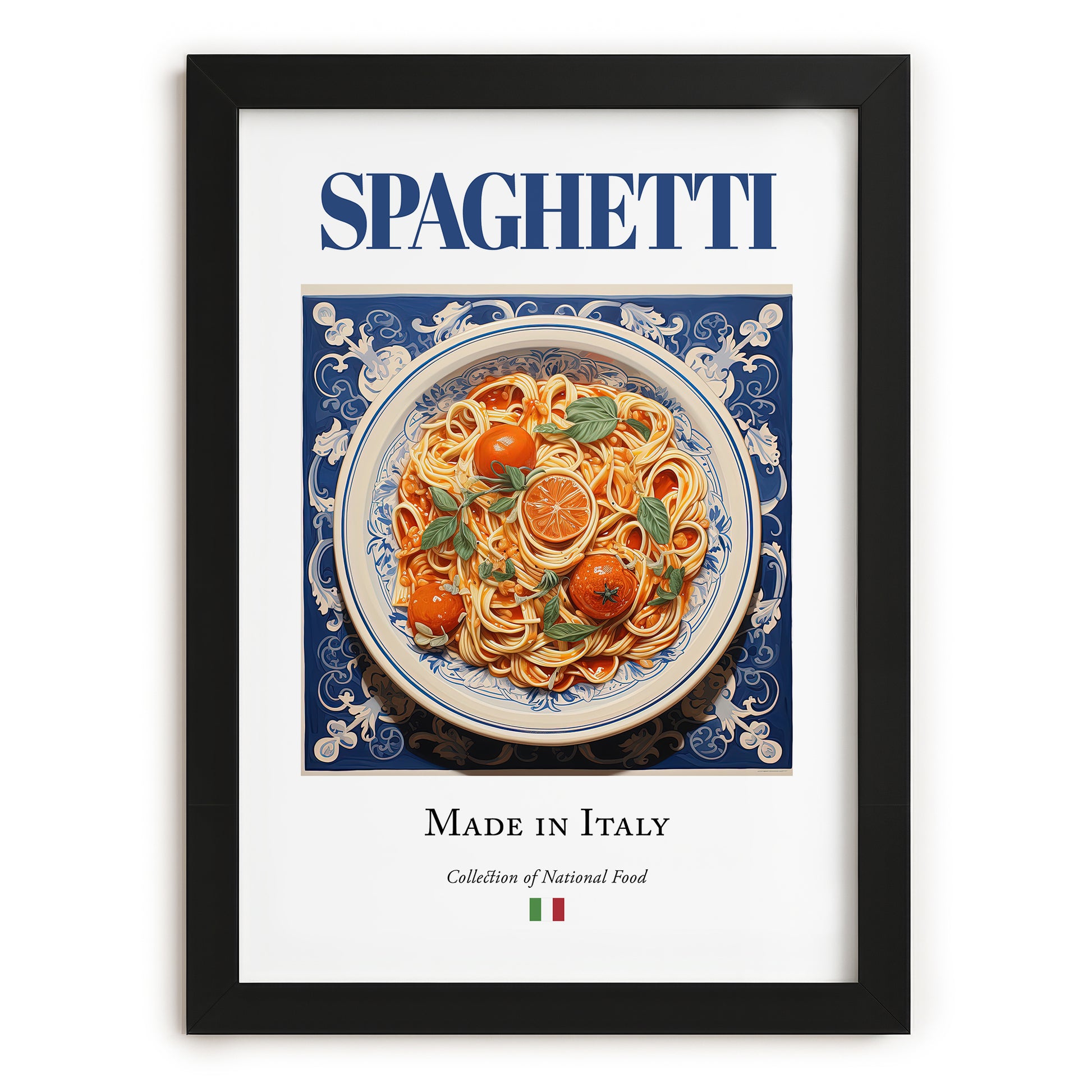 Spaghetti – Italian Pasta, Trattoria Wall Art, in sleek black frame