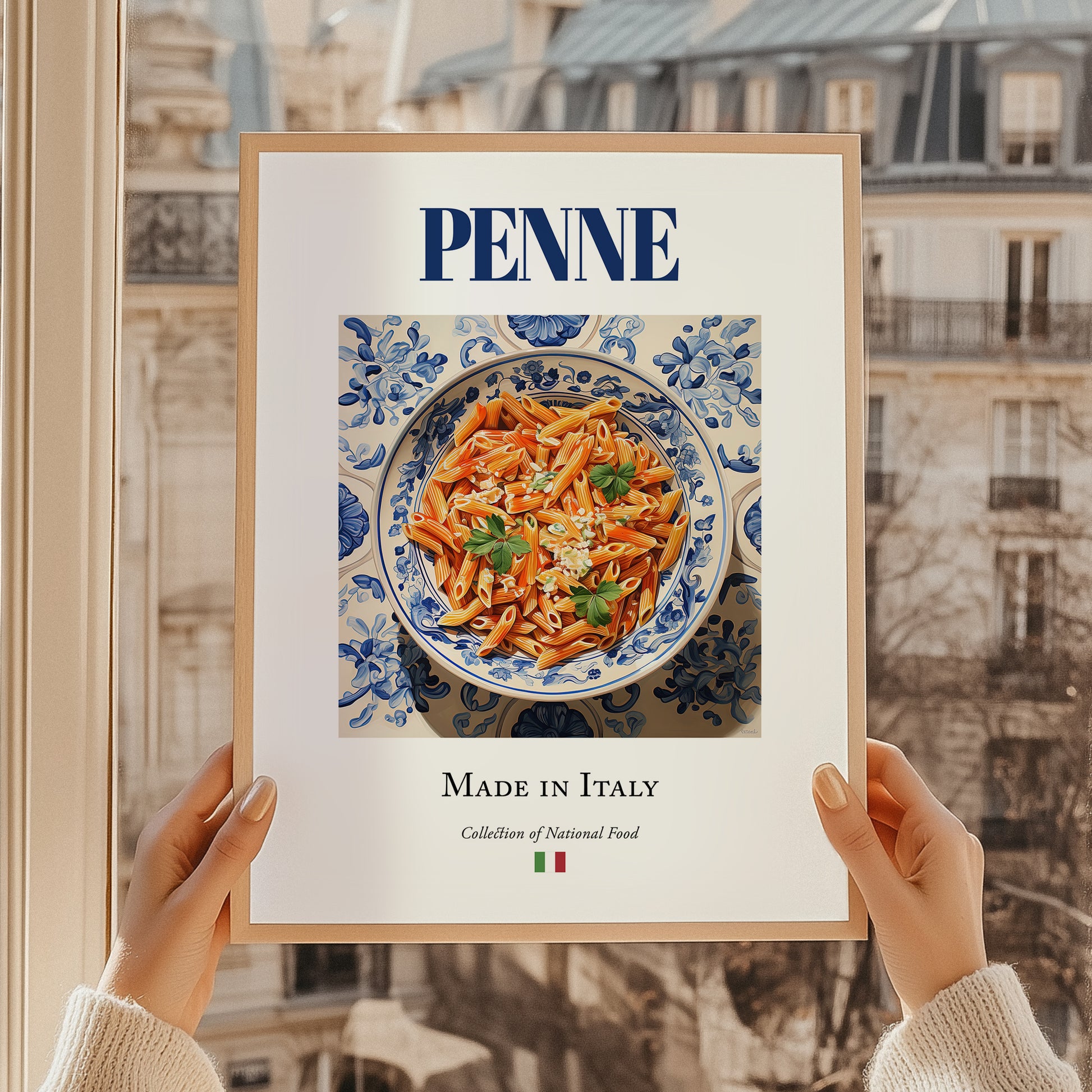 Penne – Italian Pasta, Osteria Illustration, styled in a charming Paris street view