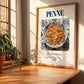Penne – Italian Pasta, Osteria Illustration, no-text version framed in wood