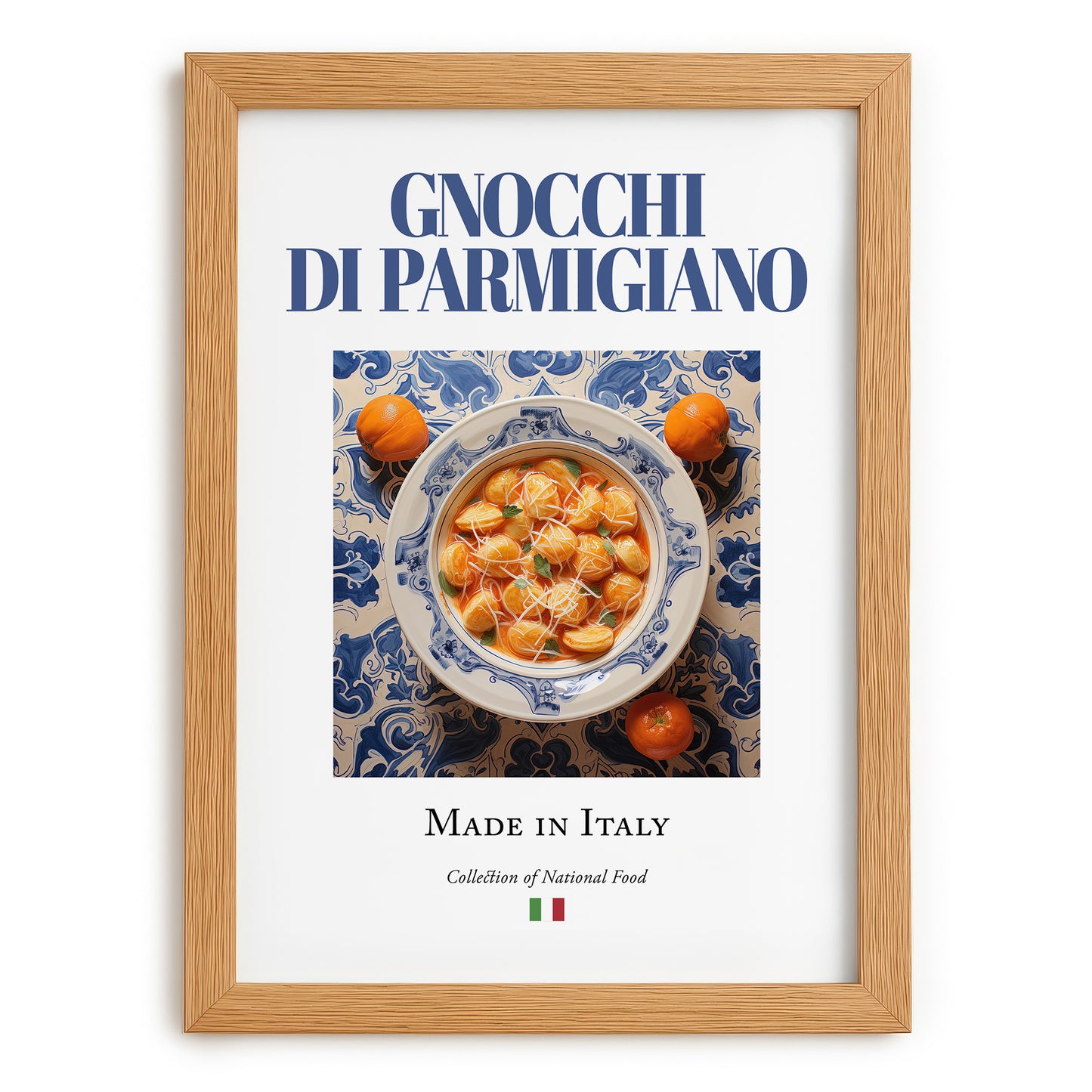 Gnocchi di Parmigiano – Italian Dish, Café Poster, set in oak frame