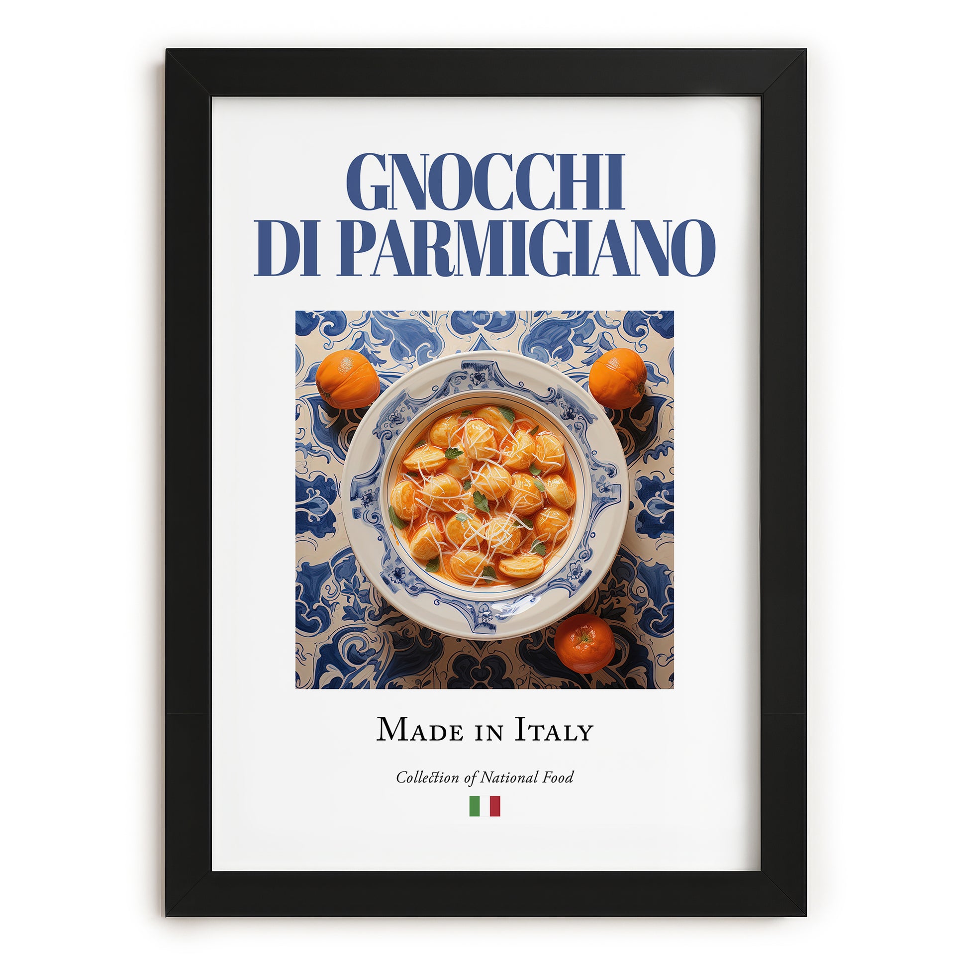 Gnocchi di Parmigiano – Italian Dish, Café Poster, in sleek black frame