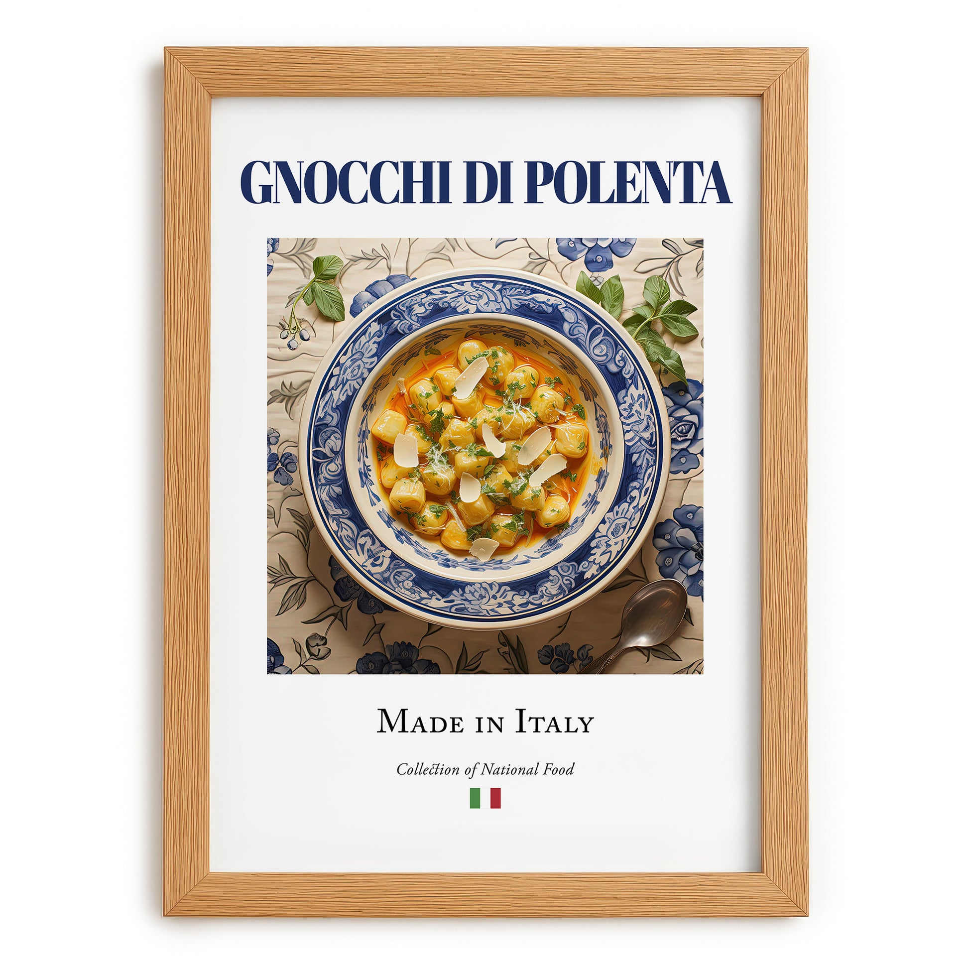 Gnocchi di Polenta – Italian Dish, Bistro Painting, set in oak frame