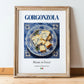 Gorgonzola – Italian Cheese Dish, Farmhouse Kitchen Print, in wooden frame leaning on the floor