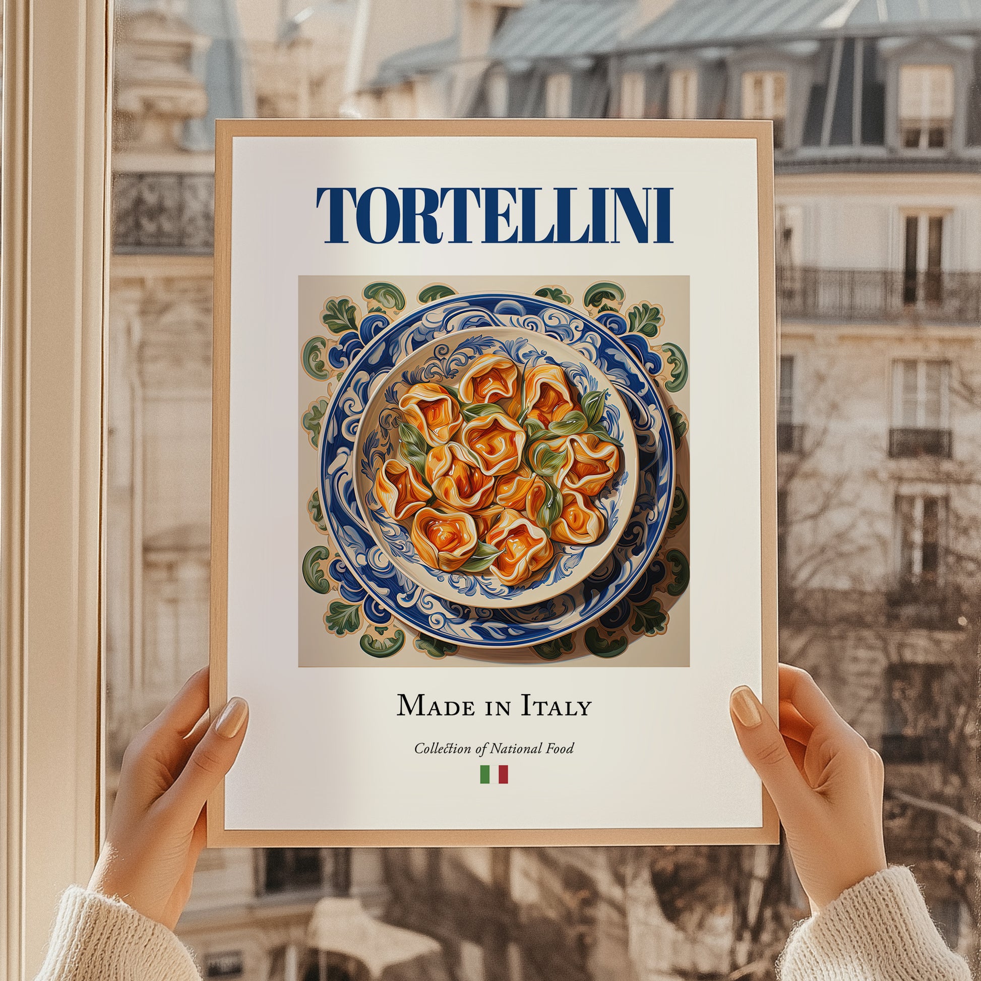 Tortellini – Italian Pasta, Osteria Wall Decor, styled in a charming Paris street view