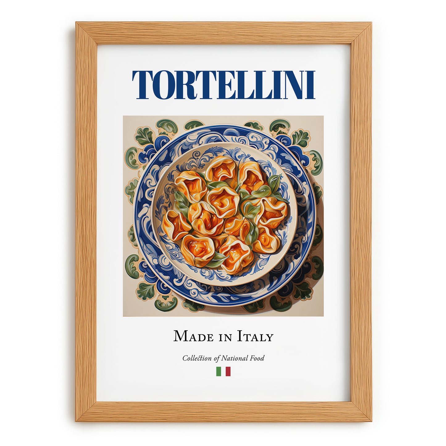 Tortellini – Italian Pasta, Osteria Wall Decor, set in oak frame