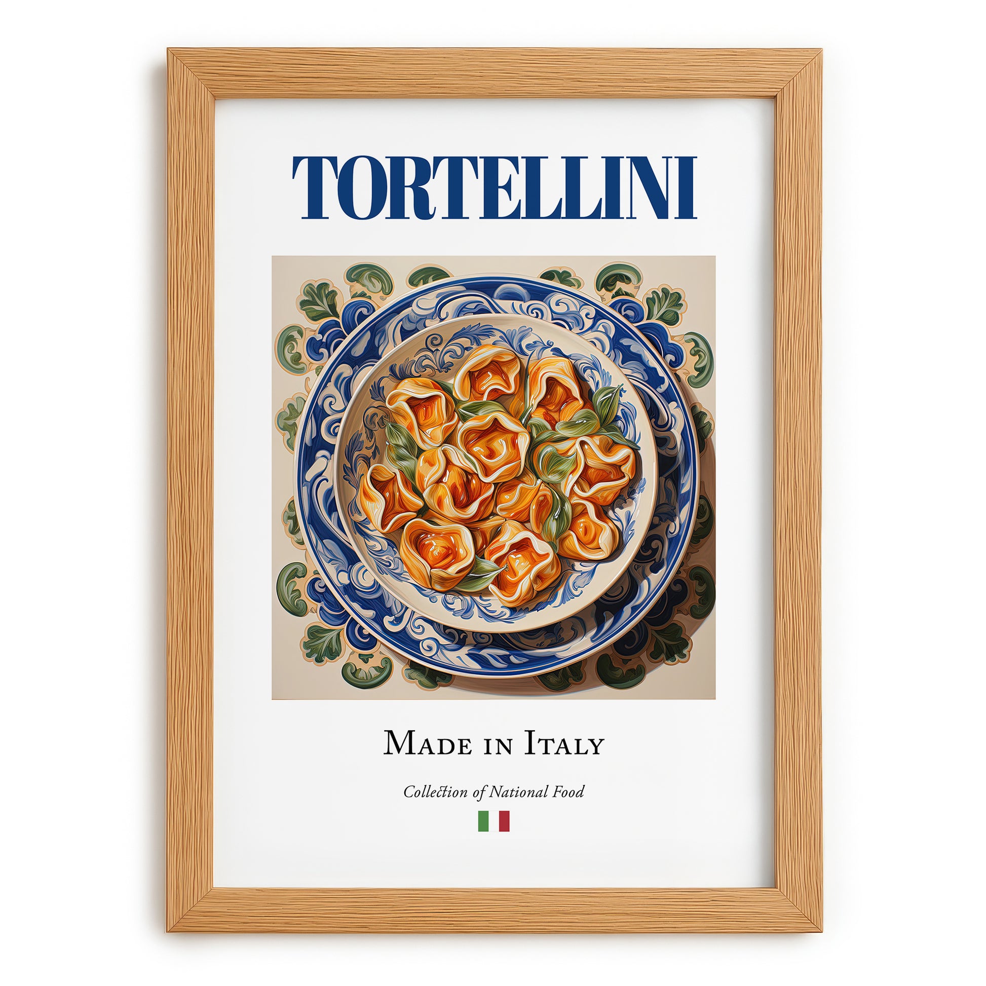 Tortellini – Italian Pasta, Osteria Wall Decor, set in oak frame