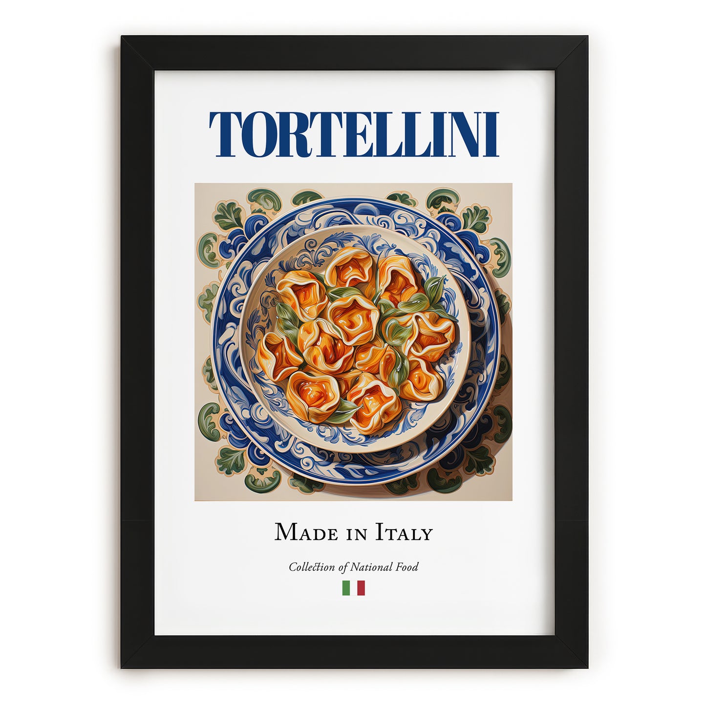 Tortellini – Italian Pasta, Osteria Wall Decor, in sleek black frame