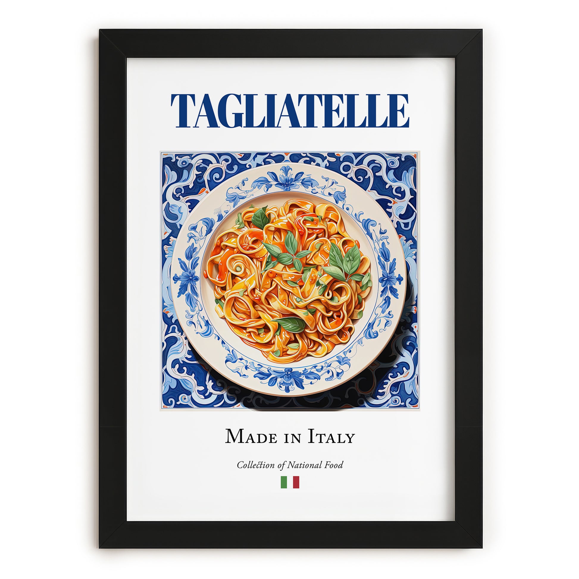Tagliatelle – Italian Pasta, Trattoria Print, in sleek black frame