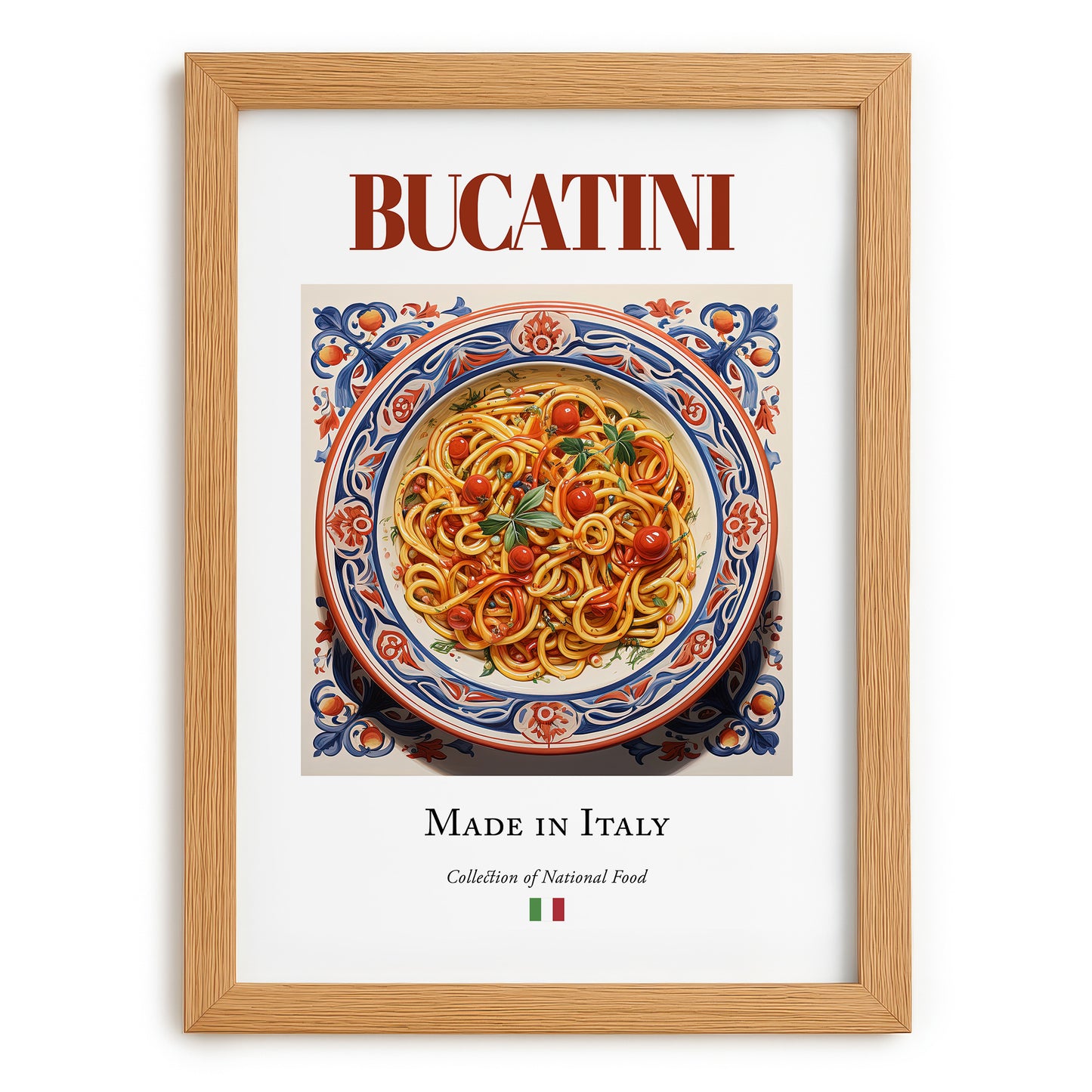 Bucatini – Italian Pasta, Ristorante Painting, set in oak frame
