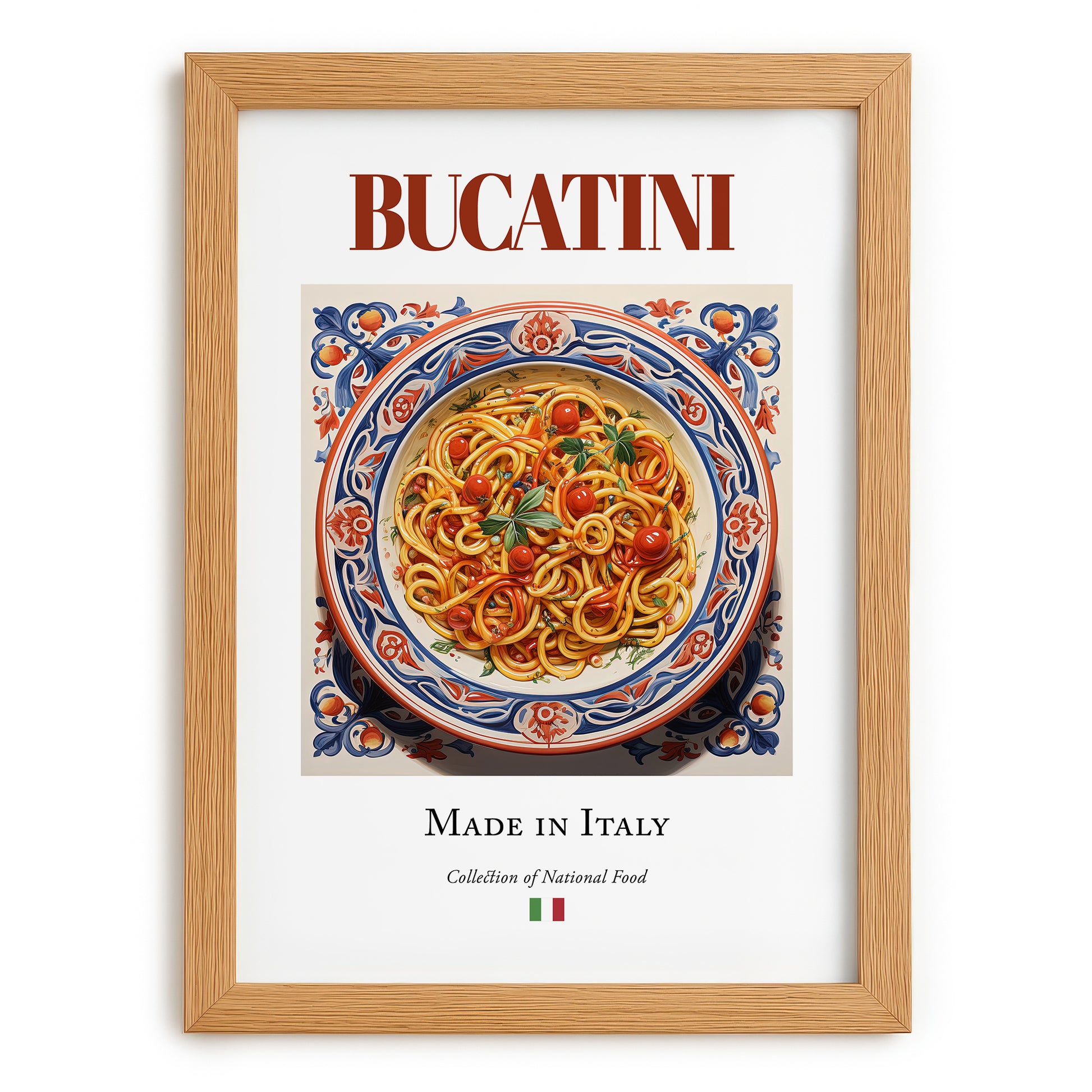 Bucatini – Italian Pasta, Ristorante Painting, set in oak frame