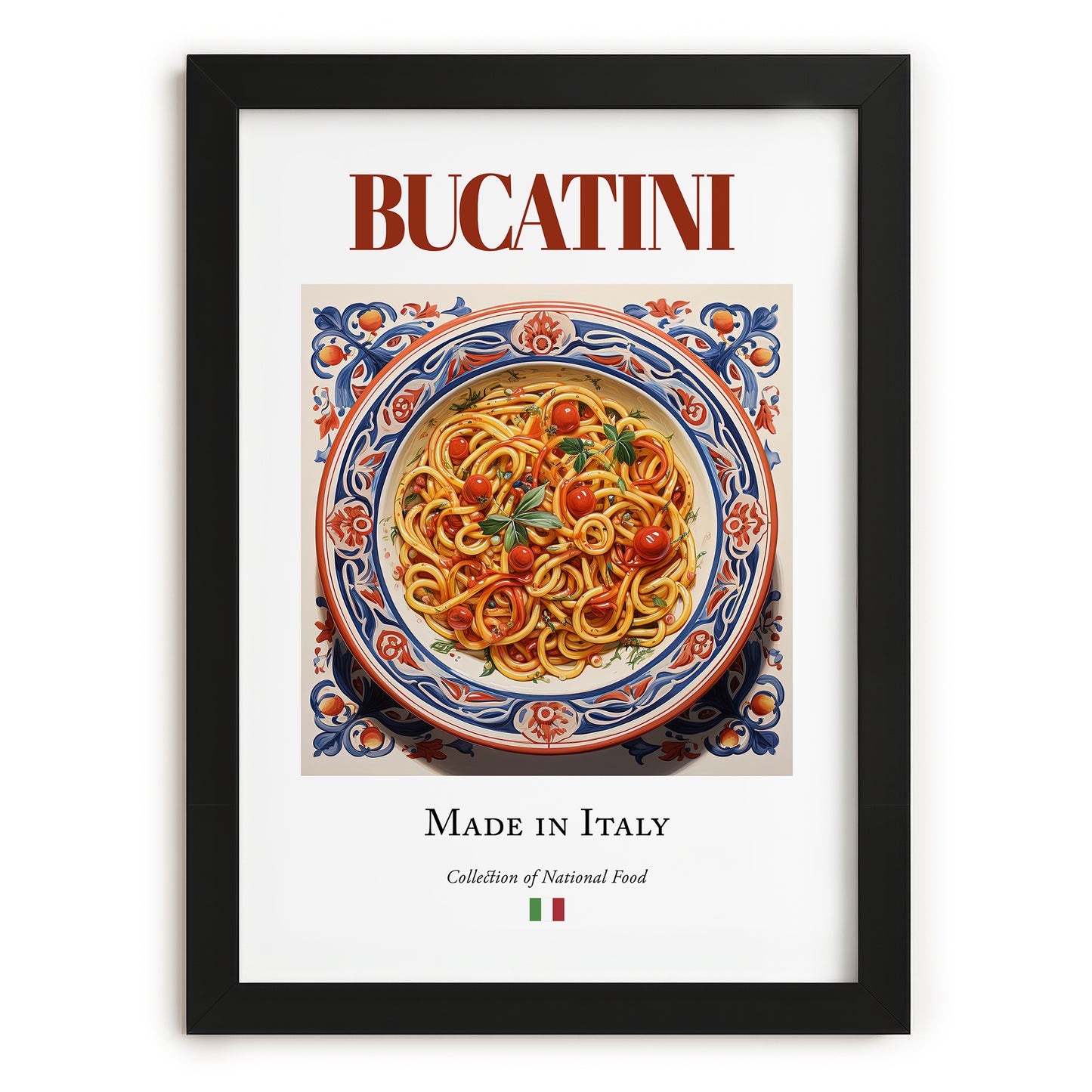 Bucatini – Italian Pasta, Ristorante Painting, in sleek black frame