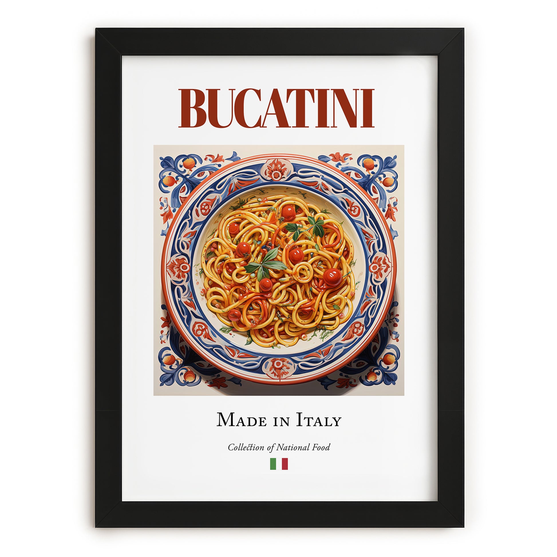 Bucatini – Italian Pasta, Ristorante Painting, in sleek black frame
