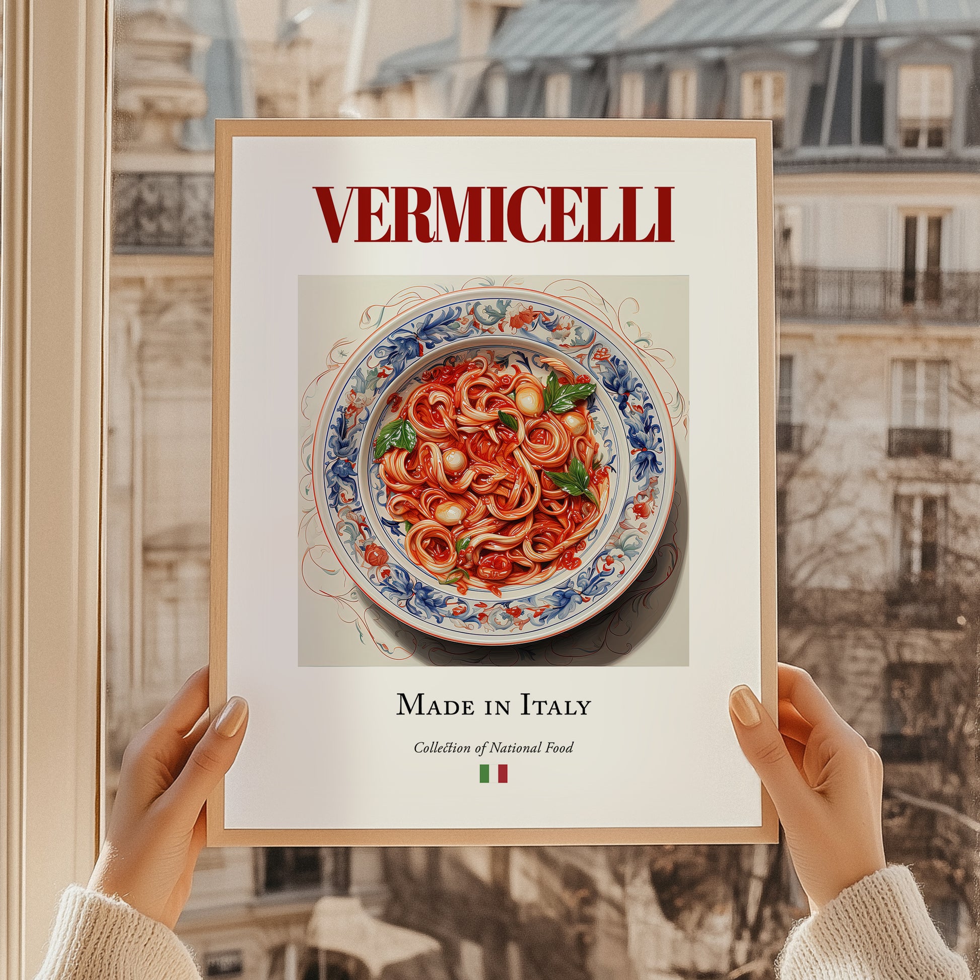 Vermicelli – Italian Pasta, Osteria Print, styled in a charming Paris street view