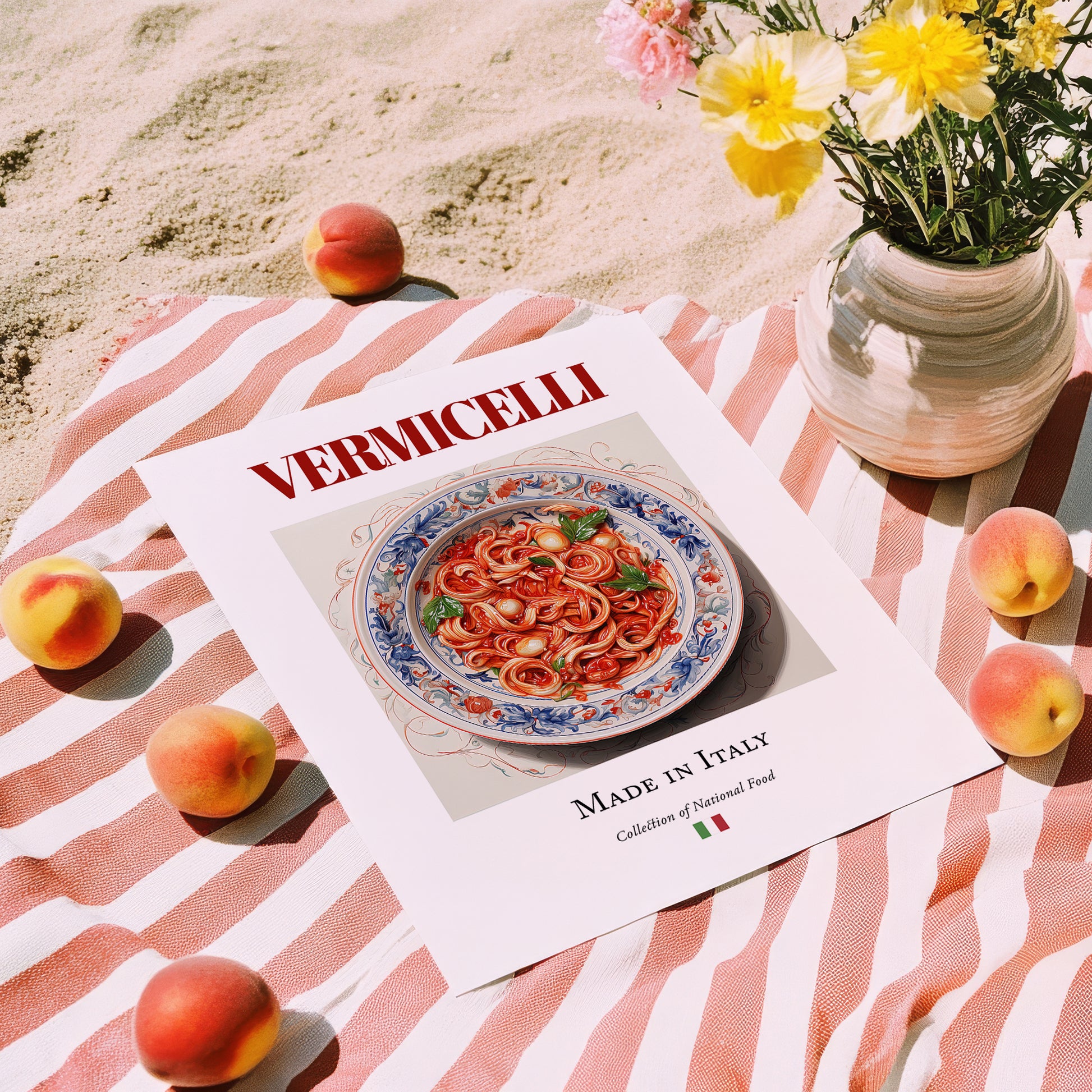 Vermicelli – Italian Pasta, Osteria Print, unframed on coastal sand