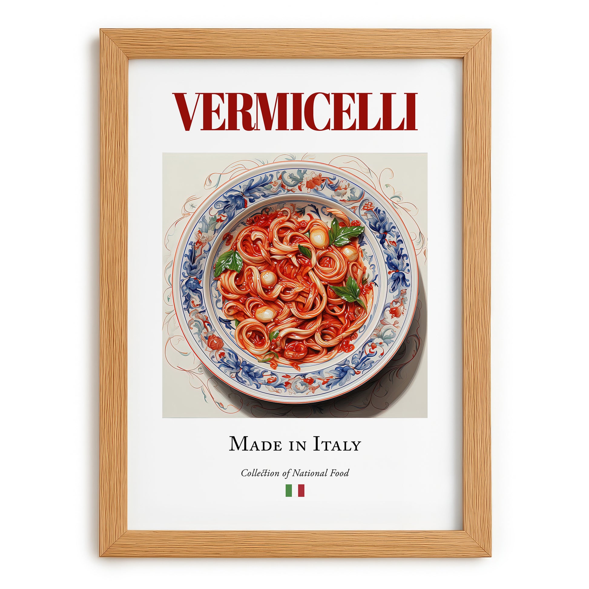 Vermicelli – Italian Pasta, Osteria Print, set in oak frame