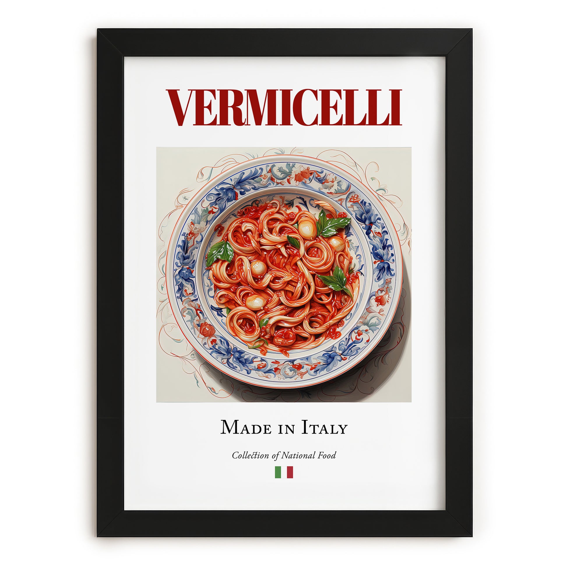 Vermicelli – Italian Pasta, Osteria Print, in sleek black frame
