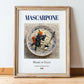 Mascarpone – Italian Cheese Dish, Bistro Wall Art, in wooden frame leaning on the floor