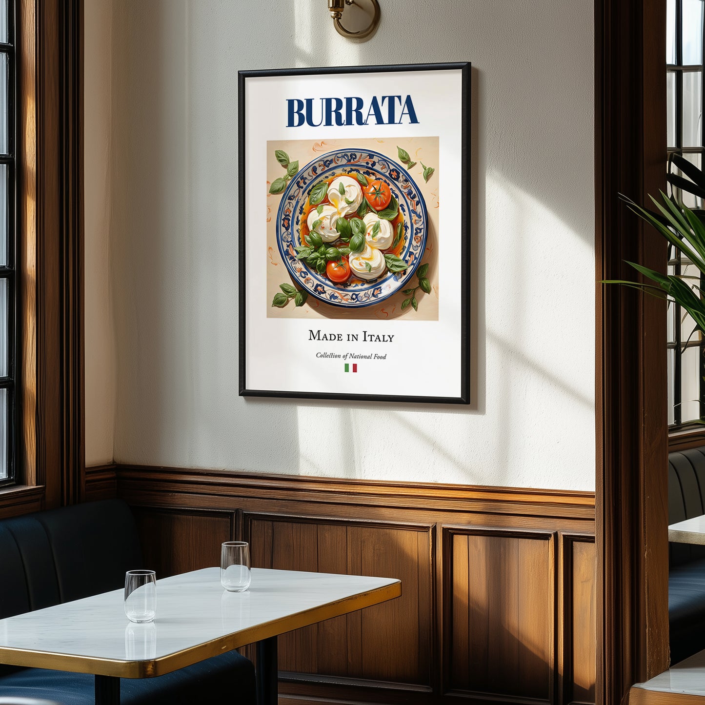 Burrata – Italian Cheese Dish, Tavern Wall Art, clean layout with no caption