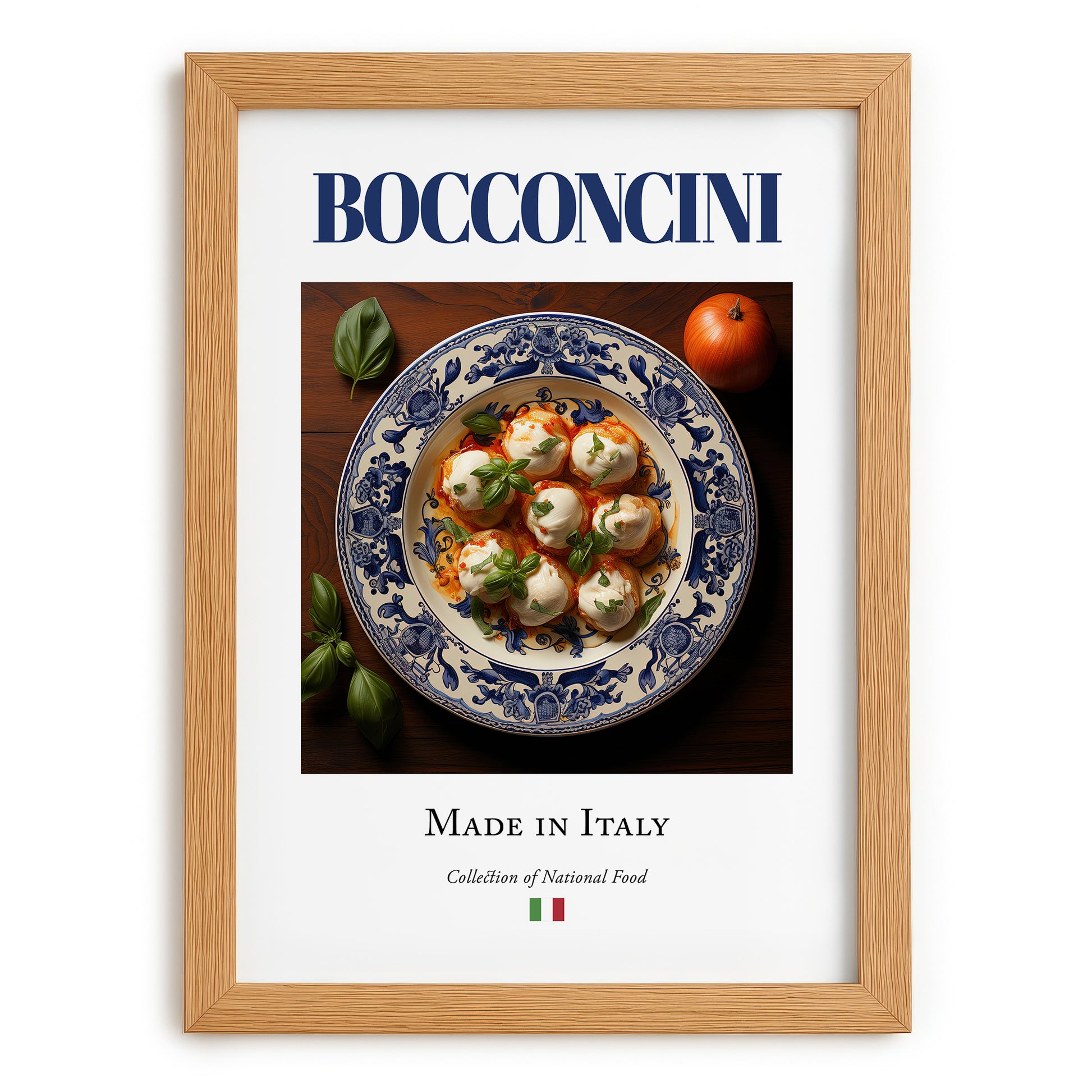 Bocconcini – Italian Cheese Dish, Farmhouse Kitchen Painting, set in oak frame