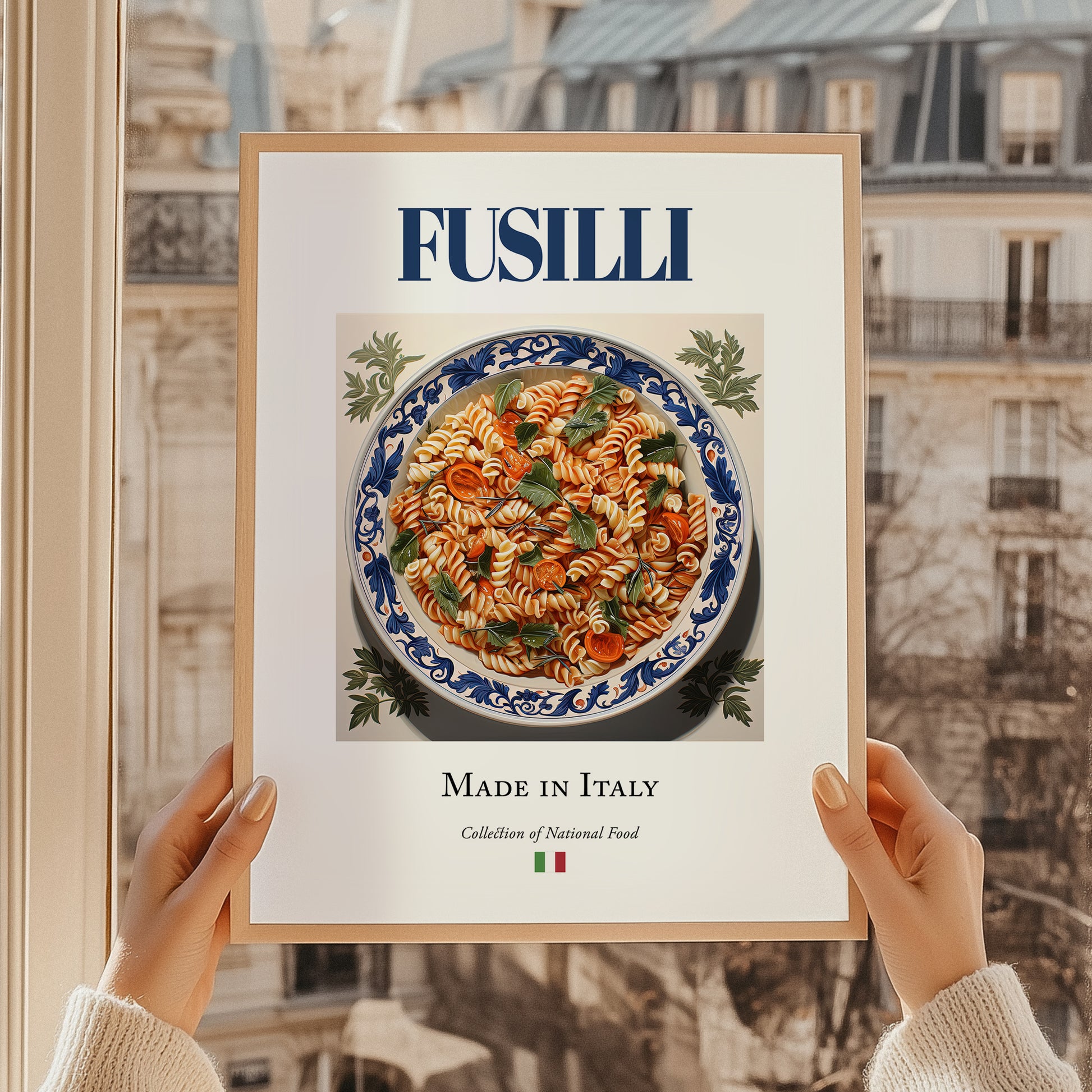 Fusilli – Italian Pasta, Trattoria Illustration, styled in a charming Paris street view