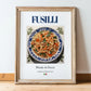 Fusilli – Italian Pasta, Trattoria Illustration, in wooden frame leaning on the floor