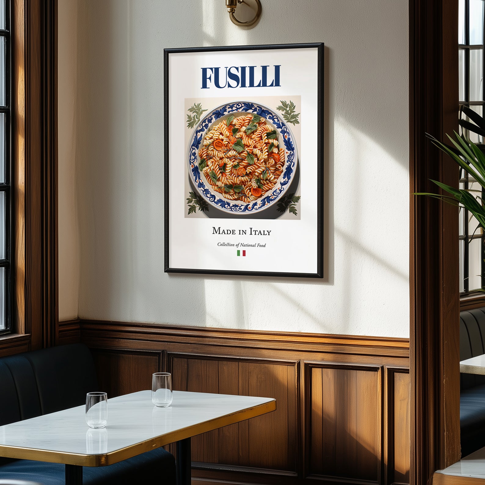 Fusilli – Italian Pasta, Trattoria Illustration, clean layout with no caption