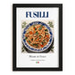 Fusilli – Italian Pasta, Trattoria Illustration, in sleek black frame