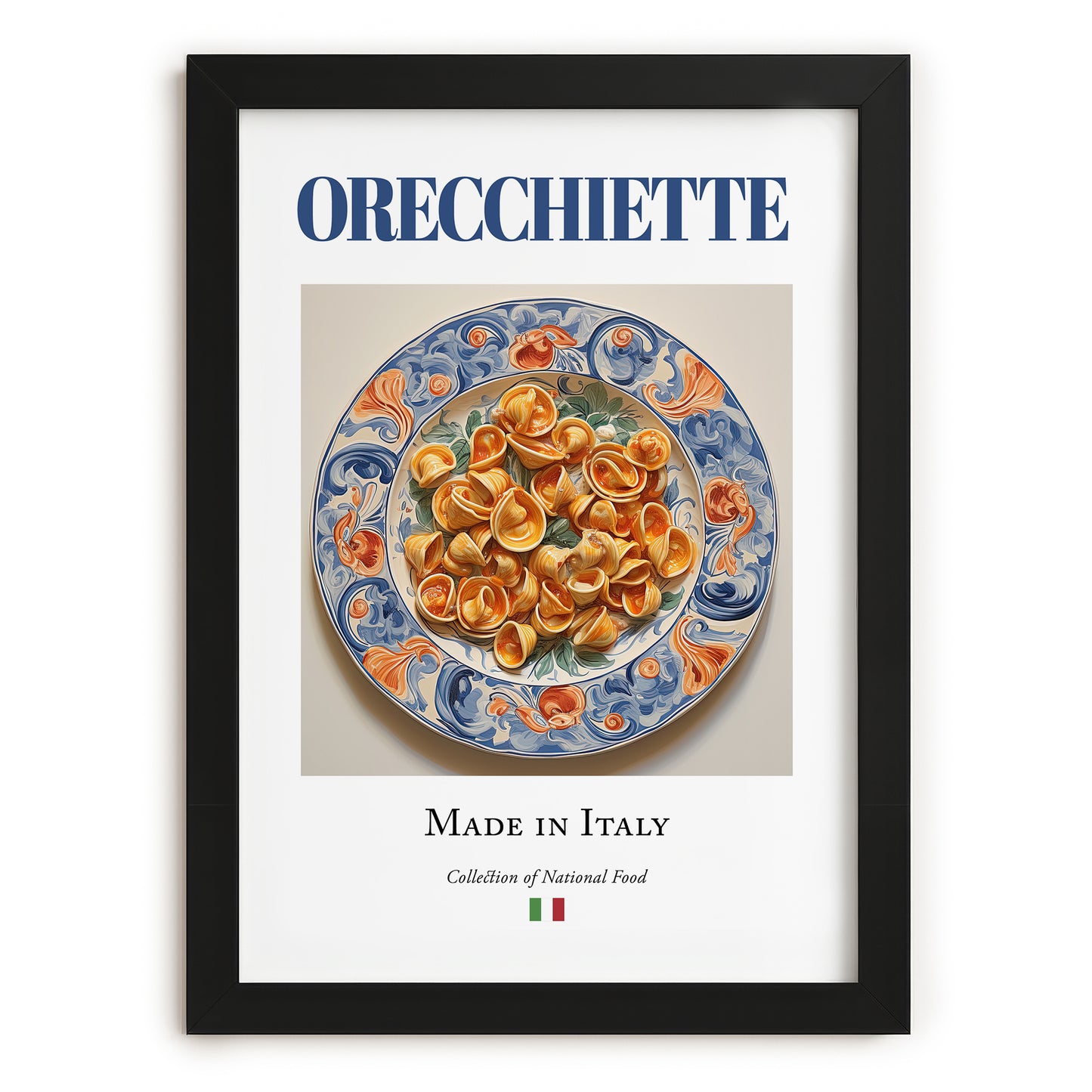 Orecchiette – Italian Pasta, Trattoria Print, in sleek black frame